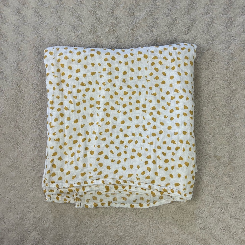 Bunny Palm Tan Spots Baby Swaddle Blanket White Bamboo Muslin Thin Animal Print